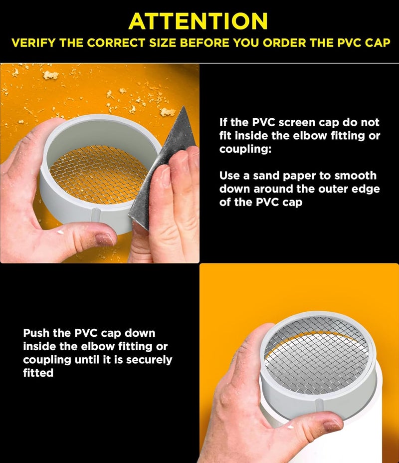 Raven R1508 Termination Cap Vent Cover Mesh Screen, Round Furnace PVC Pipe Stainless Steel Roof Vent Cap, Drain Screen 2" Inner & 2-3/8" Outer Diameter - Image 3